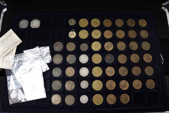 Five collectors cases of British and World coinage, 18th-20th century
